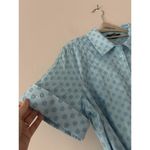 Kate Spade Blue Floral Embroidered Cotton Button Shirt Dress Size Large Summer Photo 10