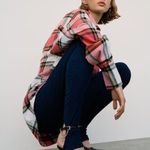 ZARA Red Check Short Darts Button Down Top Dress Photo 5