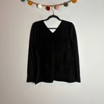 Ecru  black genuine leather lasercut mixed media blouse Photo 4