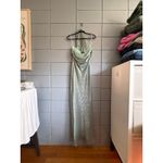 Women's Dana Foley NYC Strapless Long Maxi Tie Tube Blue Green Evening Gown sz M Size L Photo 6