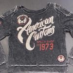 Affliction American Customs Speed Shop Sweatshirt Rhinestones Ladies Small Biker Gray Photo 0