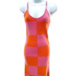 Peppermayo Coral Check Knitted Maxi Dress S/M Sleeveless Bodycon Summer Photo 3
