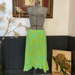 Fresh Produce Vintage  Lime Green Yellow Floral Ruffle Pull On Skirt - Sz M 💚🎀 Photo 1