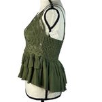 Free People Intimately Small Adella Cami Top Olive Sparrow Ruffled Crochet Lace Photo 7