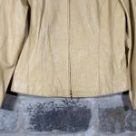 Chico's Chico’s Genuine Leather Zip Jacket Size 1 (M)  Yellow Tan Moto Style‎ Full Zip Photo 4