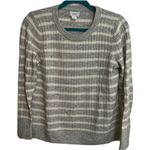 Old Navy  Gray White Striped Shimmer Sparkle Split Hem Ribbed Sweater size S Photo 0