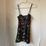 Urban Outfitters Black Floral Satin Mini Slip Dress Summer Boho Women's size XS Photo 5