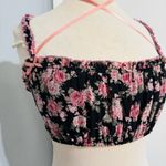 Cider Women Floral Black and Pink Spaguetti straps Cropped Tank Top Size S Photo 4