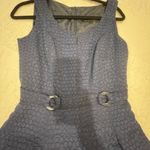 David Meister  Blue Textured Midi Dress Size 2 Side Pockets Belt Made in USA Photo 9