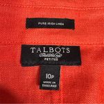 Talbots Women's Orange Pure Irish Linen Button Down Blouse Size 10P Photo 4