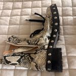 Schutz NEW Women Andrea Snakeskin Embossed Stud Military Platform Lace Up Boot Photo 4