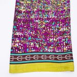 Vintage Oversized Silky Satin Square Scarf Equestrian Print Purple Green Speckle Photo 3