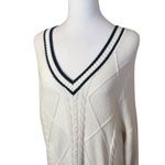 Hollister  Preppy  V-Neck Cream White Cable Knit Sweater Medium Oversized Tennis Photo 1
