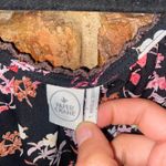 Paper Crane  Black Floral Cold Shoulder Tassel Tie Blouse Women's Size Large Photo 4