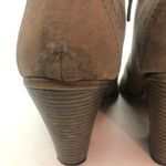 MIA Shawna faux suede lace up ankle bootie shootie taupe heeled stacked heel Photo 8