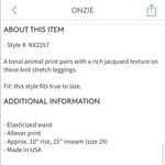 Onzie  Animal Jacquard Midi Leggings Burgundy Red Cherry Red NEW Photo 8