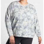 Athleta ‎ Studio To Street Small Gray White Sweatshirt Crew Neck Printed Preppy Photo 0