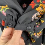 Old Navy  Sz M Tunic Dress Black Floral Print Long Balloon Sleeve V-neck Women’s Photo 5