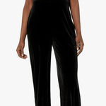 Vince Camuto Jumpsuit Womens Size 8 Chiffon Velvet Black Formal Holiday Sheer Photo 0