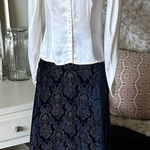 Gunne Sax Vtg 80’s Gunnies cream satin sheer lace Victorian button down feminine blouse M Photo 0