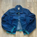Double D Ranch Faux Fur & Jewel Denim Jacket Sz XS Blue Photo 0