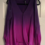 JayGodfrey Purple and Pink Ombre V Neck Open Arm Silk Blouse Size 2 Photo 0