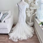 Sherri Hill  White Lace Rhinestone Mermaid Wedding Gown Photo 7