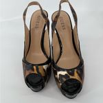 Guess  Black and Brown Slingback Heels with Animal Print Photo 1
