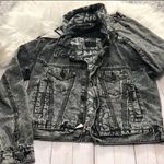 JOYRICH hooded acid wash denim jean gray jacket S Black Photo 0