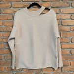 Kirundo Cut Out Sweater Womens Large Beige Ribbed Knit Pullover Long Sleeve Top Tan Photo 0