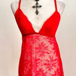 Red Lace Babydoll Top Y2K 2000s Coquette‎ Fairycore Romantic Small Photo 0