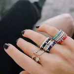 Boutique NEW Unisex White Ceramic Pave Diamond Sterling Silver Band Ring, Size 6 Photo 10