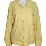 JM Collection  Yellow Eyelet Lace Jacket Size 16 Lemon Yellow Lace Jacket Photo 0