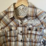 Lucy Paris  Blouse Embroidered Eagle Plaid Button Cotton Pleated Size Small Photo 1