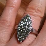 Peridot Color Swarovski Crystal Stainless Steel Celestial Fern Ring (Size 7) Photo 7