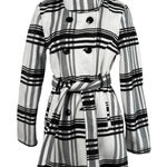 BCX New Womens Medium Double Breasted Belted Plaid Fleece Coat Jacket Casual Photo 0