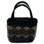 Vintage Moo Roo Charleston Signed 2000 Black Multicolor Beaded Purse Photo 1