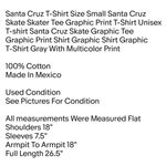 Santa Cruz T-Shirt Size Small Skate Skater Tee Graphic Print T-Shirt Unisex Photo 1