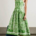 Farm Rio NWOT  Floral Delicate Tapestry Linen Drop-Waist Midi Dress Size XS Green Photo 2