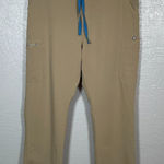 FIGS  Women XL Beige Yola Skinny Scrub Pants Pockets Drawstring Stretch Medical Photo 0