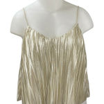 4SI3NNA Women's Gold Metallic Pleated Sleeveless Cami Camisole Crop tank Top XL Photo 0