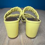 STAUD  Frankie Ruched Leather Block Heel Sandals Mules Yellow Size 37 Womens 7 Photo 2