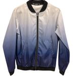 Allegra K  Blue White Ombre Casual Zip Up Lightweight Windbreaker Jacket Small Photo 2