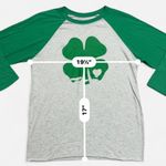 Green Clover Raglan Tee – St. Patrick’s Day 3/4 Sleeve Shirt – Unisex Fit Size L Photo 2