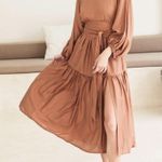 ELF HANDMADE long sleeve Thalia tiered midi dress Orange Size XXL Photo 1