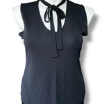 Apostrophe Vintage Womens Blouse Shirt Top Sleeveless Tie Collar Black Large Photo 0