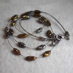 Premier Designs  Carried Away Gold/Silver Tone Floating Textured Beaded Necklace Photo 1