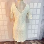 Ann Taylor NWT Ivory Textured Crew Neck Short Sleeve Sheath Dress Size 6 Photo 4
