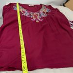 Paparazzi Small Boho Hippy Peasant Flowy Top Blouse Embroidered V-Neck Buttons Viscose Photo 5