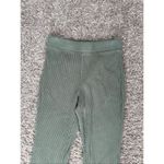 Aerie  Waffle Knit High Waisted Flare Leg Pants Green Pull on Cozy S Long Photo 8